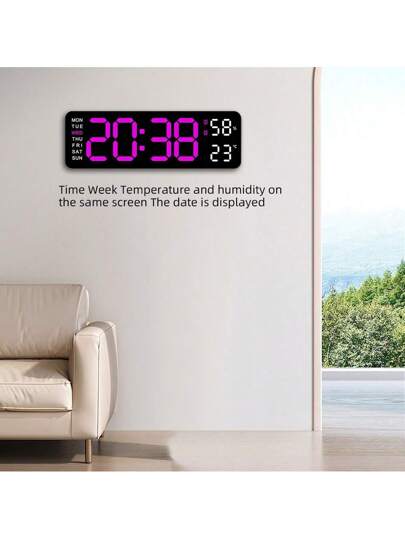 Large Display Digital Wand Clock, Inch LED Klok Living Room ation, Temperature/DST/Automatic Dimming/Humidity/Alarm 12/24 Hour, Silent Everyone,Plug In The Battery Is Just Memory Function (No Adapter) Birthday Graduation Bedroom Dormitory Back To School Surprise Home Supplies view 4