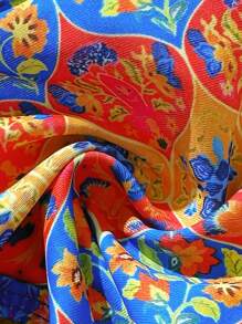 Women's Floral Print Halter Trim Contrast Color Bikini Set, 2 Pieces Swimwear - Multicolor - View 6