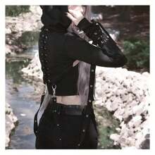 Women's Gothic Hoodie Crop Tops Long Sleeve Punk Black Rave Hood Outfit Festival Goth Aesthetic Emo Teens