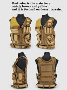 1pc Loose Tactical Vest For Men, Mesh Two-Way Outside Adventure Vest With Pockets, Multi-Function Hunting Vest (Black) (Green) (Black Python Pattern)