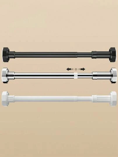 1pc Adjustable Stainless Steel Closet Rod, Extendable Bathroom Towel Bar, Garment Rack, Curtain Rod, Wardrobe Hanging Rod, Extendable Shower Curtain Rod, Balcony Rod - No Drilling Required, Suitable For Curtains, Doors And Bedroom Storage