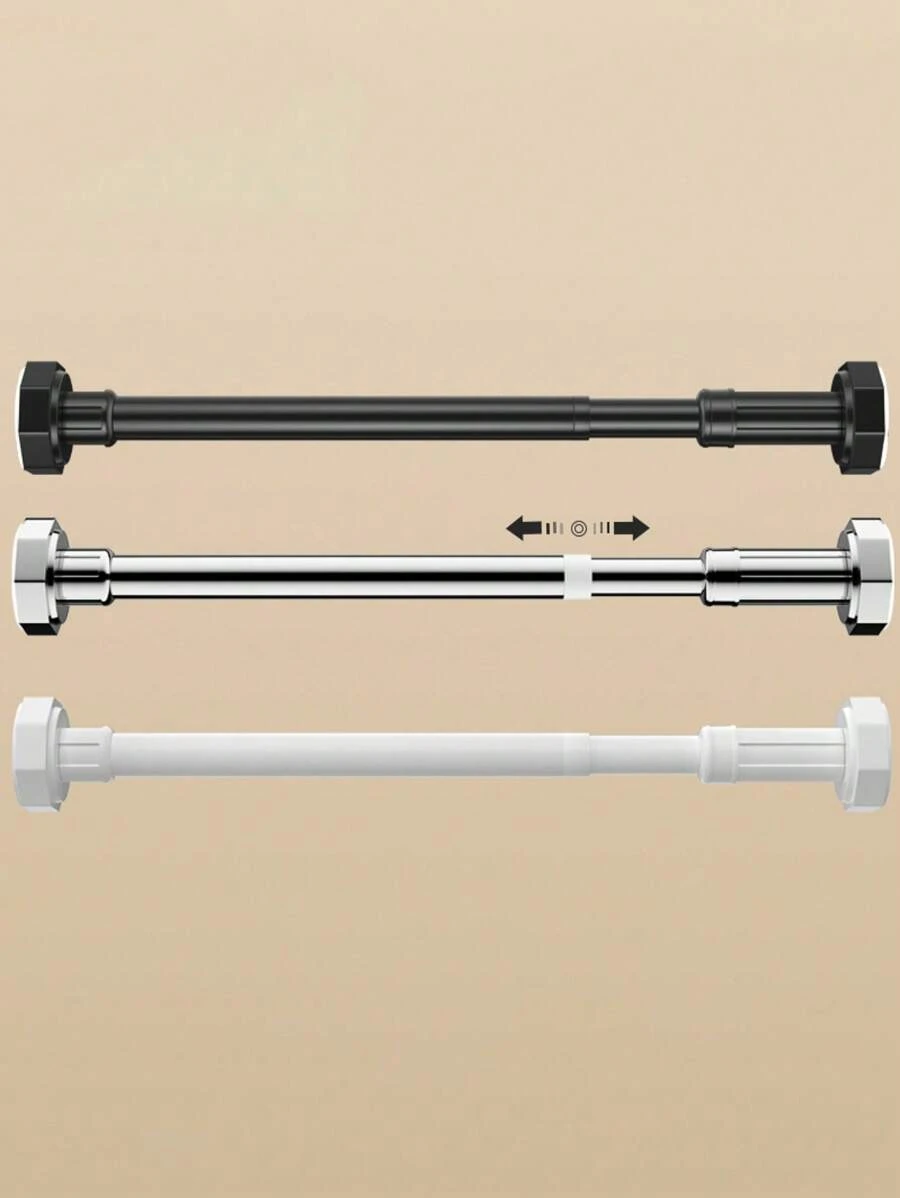 1 件装可调节不锈钢衣柜杆，可伸缩浴室毛巾杆、衣架、窗帘杆、衣柜挂杆、可伸缩浴帘杆、阳台杆 - 无需钻孔，适用于窗帘、门和卧室收纳