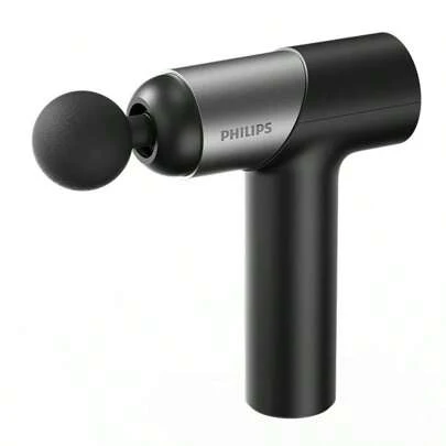PHILIPS 筋膜槍PPM3203G 長效續航 加長手柄 高能量馬達 6款按摩頭 7擋調整 8mm深度按摩 黑色
