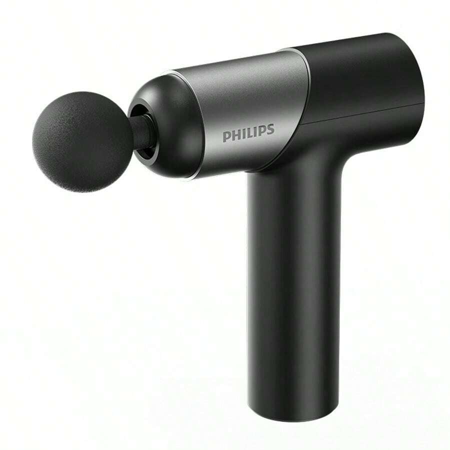 PHILIPS 筋膜槍PPM3203G 長效續航 加長手柄 高能量馬達 6款按摩頭 7擋調整 8mm深度按摩 黑色