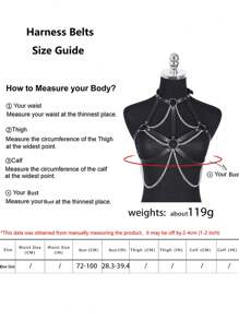 Women's Sexy Waist Belt, PU Leather Chain Tassel Chest Harness, Punk Style Accessory For Dating And Party Outfits