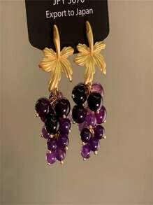 1 Pair Vintage Style Fresh Purple Grape Earrings