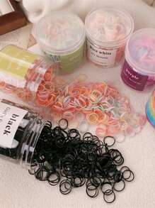500pcs/Bottle Mini Colorful Elastic Hair Ties For Girls, Disposable, 0.6inch/1.5cm Small Size Suitable For Fine Hair Or Braiding Ponytail Holders Hair Elastics Hair Rubber Bands Scrunchies Hair Rope, Hair Bobbles