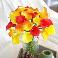 4/10/20 Piezas Flores Artificiales de Cala Lili, Flores de Cala Lili Realistas de Textura Simulada para Decoración del Hogar, Jardín, Oficina, Fiesta, Boda, Ramo, Centro de Mesa, Pascua - Multicolor - Ver 1