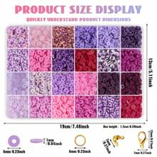 1000pcs/2542pcs Polymer Clay Flat Beads, 24 Color Soft Clay Spacer Bead Set, Suitable For DIY Jewelry Making, Necklace, Bracelet, Phone Chain Crafts, DIY Bracelet, Necklace, Earrings And Craft Bead Decoration Tools - DIY Beaded Jewelry Kit - Multicolor Polymer Clay - View 3