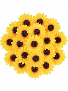 Mini Artificial Sunflower Head, Imitation Silk Sunflower Head For Handicrafts, Garden Style Wedding DIY Hand-Decorated Wedding Bouquet, Mother's Day Gift, Teacher Thank You Gift, Teacher Graduation Ceremony, Summer Home Improvement