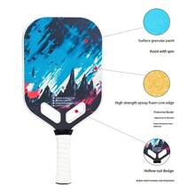 Carbon Fiber Pickleball Paddle With Aero Throat, Hot Pressed Carbon Fiber Pickleball Paddle, 16mm PP Honeycomb Core, Sandblasted Finish, Unisex-Adults, High Strength & Control For Textured Carbon Surface (Balanced Type) - 黑藍 - 查看 1