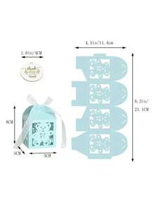25pcs Hollow Baby Baptism Birthday Candy Boxes, Lavender Small Bear Gift Tag Packaging Boxes - Multicolor - View 5