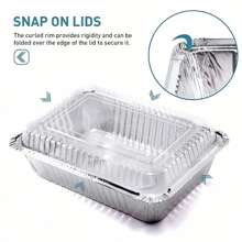 20pcs/Set Multi-Size Aluminum Foil Baking Tray, Takeout Food Container, Aluminum Foil Pan, Suitable For Baking, Heating, Food Storage, Outdoor Meal Prep - Silver - View 5