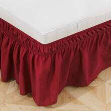 1pc Ruffled Ultra-Soft Microfiber Bed Skirt, Adjustable Elastic Wrap Around Bedskirt, Super Soft, Cozy, Breathable, Wrinkle-Resistant, Suitable For All Seasons, Ideal Gift For Comfortable And Cozy Bedroom, Hotel, Dormitory