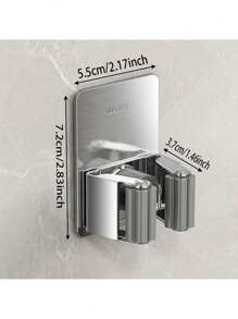 Stainless Steel Mop Holder 1pc Heavy-Duty Bathroom Stainless Steel Mop And Broom Holder - Wall Mount With Anti-Slip Clips And Hooks, Storage Organizer For Bathroom, Laundry Home Bathroom Decor Bathroom Organizer Summer Back To School - Multicolor - View 2