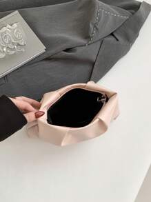 新款春夏时尚纯色手拿包24cm宽底褶皱云朵包纯色休闲信封包化妆包旅行配件包内胆包洗漱包收纳袋 - 粉色 - 查看 10