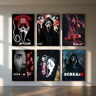 1pc Wall Art Poster Frameless S-ScREam H-Horror Movie Scream Poster HD Art Paste Wall Waterproof Home Living Room Bedroom Bar Aesthetic Decoration Pop Optional Frame