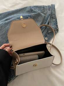 Neue Frühlings Kontrast Farbblock Patchwork Handtasche, modische Schulter- und Umhängetasche - Khaki - Übersicht 7