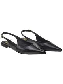 Loris Shoes Oficial Sapatilha Bico Afinado Forma Pequena SlingBack com Fivela Verniz Texturizado Confortável Fashion 4130 - Preto - Visão 5
