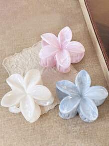 1 件/3 件女士大理石 8 厘米菊花夹，甜美花朵发夹，优雅后脑勺发髻夹，时尚发饰发夹爪夹发夹发夹发夹发夹