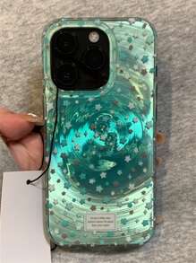 Summer Mint Green Gradient Smudge Star Swirl Pattern Phone Case Compatible With IPhone 17Promax 17Pro 17 16Promax 15 Promax 14 Plus 13 12 Pro Max 11 Stylish Orange Glossy Jelly Soft Protect Back Cover