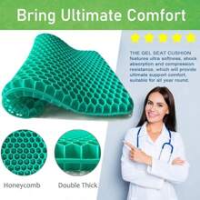 Gel Seat Cushion For Pressure Relief, Egg Sitting Gel Flex Cushion With Non-Slip Cover, Ventilation Breathable Honeycomb Egg Gel Cushion For Home Office Chairs Car Seat Wheelchairs (Green) - 綠色 - 查看 2