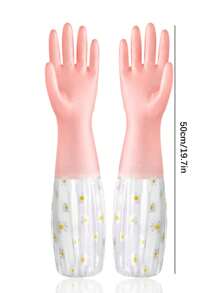 1-3PCS Small Daisy Jelly Color Dishwashing Home Cleaning Non-Slip Gloves Rubber Gloves Random Color