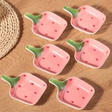 1 件/6 件陶瓷蘸酱盘、小酱汁盘、调味蘸酱碗、家用蘸酱盘、学校用品 - 草莓手柄碟 - 查看 10