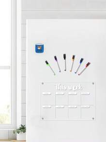 1pc Weekly Planner Transparent Acrylic Refrigerator Magnet Board (6 Magnetic Dry-Erase Pens Included), 2mm Thick Acrylic Weekly Planner Board With Magnetic Pens, Erasable, For Fridge, Wall, Office Calendar - Multicolor - View 6