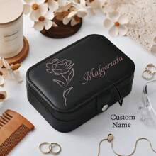 1pc, Custom Name, Personalized Jewelry Box, Ring And Necklace Zipper Jewelry Box, Gifts For Girls, Friends And Mothers, Exquisite Jewelry Box, Christmas Gift, New Year Gift, Holiday Gift, Blessing Gift - Multicolor - View 4