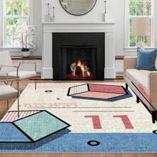 【水晶绒700g/㎡点状底5mm厚】现代简约北欧抽象手绘几何欧式客厅地毯户外庭院花园门廊阳台防滑地垫适合露营