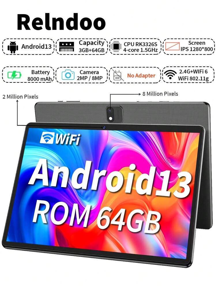 新品未使用 Relndoo Androidタブレット 64GB ブラック 新品未使用未開封 Relndoo Androidタブレット 64GB ブラック