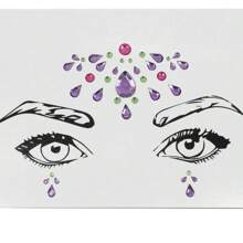 Face Rock Gems – Picture Perfect Purple & Green Festival Face Stickers - Festival Face Gems, Purple And Green Face Stickers, Self-Adhesive Gem Decorations, Fancy Dress Makeup, Body Jewel Stickers, Cosplay Accessories, Rave Makeup Gems, Reusable Face Gems, Party Glitter Stickers, Mermaid Face Jewels - Purple/Green - View 1