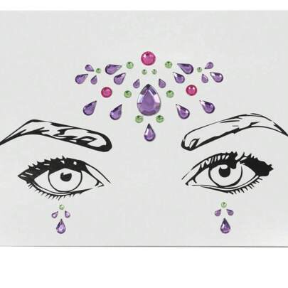 Face Rock Gems – Picture Perfect Purple & Green Festival Face Stickers - Festival Face Gems, Purple And Green Face Stickers, Self-Adhesive Gem Decorations, Fancy Dress Makeup, Body Jewel Stickers, Cosplay Accessories, Rave Makeup Gems, Reusable Face Gems, Party Glitter Stickers, Mermaid Face Jewels