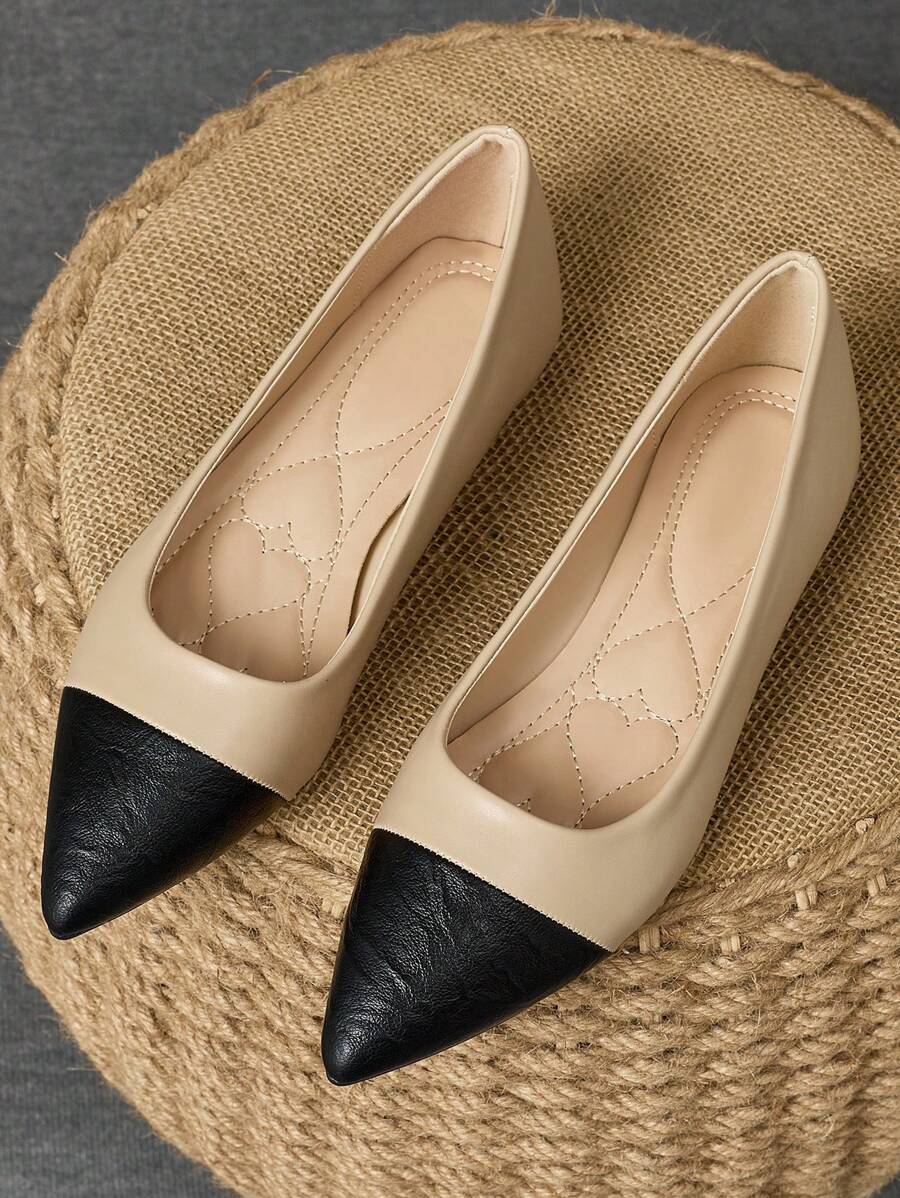 WHDXY Women's Flat Solid Color Slipper Shoes, Pointed Toe Work Office Commute Shoes, Comfortable All Season Flats