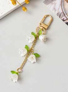 1pc Lily Keychain Romantic Key Ring Key Chain Pendant, Can Be Hang On Bags, Keys, Phones, Gift