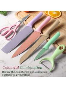 Set Juego de Cuchillos para Cocina 6 Piezas - Rosa - Ver 1