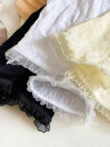 1 Pair Lolita Princess Style Ruffled Bow Decor Mid-Calf Socks, Sweet And Cute - Yellow - View 2