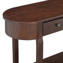 MERAX Elegant Retro Console Table With Curved Design And Smooth Glaze For Entryways, Living Rooms And Hallways (Turquoise Green) (Grey) (Antique White) (Navy)  (Espresso) - Espresso - View 11