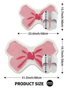 1件可爱粉色浴室地垫，蝴蝶结设计，柔软几何图案，加厚绒面情侣粉色浴室地毯，防滑TPR底面，高吸水性，易于清洁，可机洗，柔软舒适，适用于客厅、梳妆台、浴缸、淋浴房、洗手池、度假屋浴室装饰，厚实蓬松的玄关装饰 - 彩色 - 查看 3