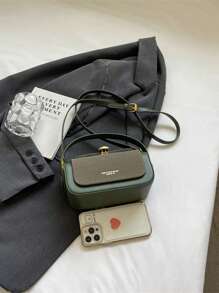 Women's Fashion Box-Shaped Crossbody Bag, Elegant Minimalist Design With Large Capacity, Versatile Handheld - Green - View 6