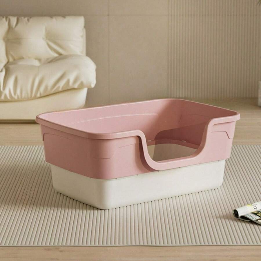 Extra große Katzenklo-Haube mit hohen Seitenwänden, spritzschutz, offener Oberseite, zweifarbig