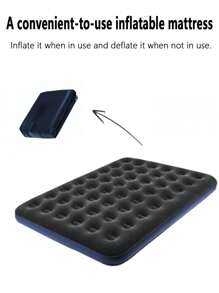 1pc Inflatable Camping Air Mattress, Flocked PVC Thick Pad - Black - View 5