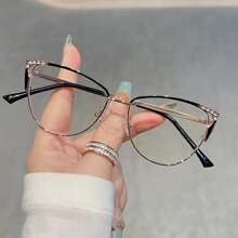 1 件男女通用防蓝光眼镜，中性透明镜片，缓解电脑、电视、手机、游戏引起的眼睛疲劳，装饰性半框眼镜 - 彩色 - 查看 8