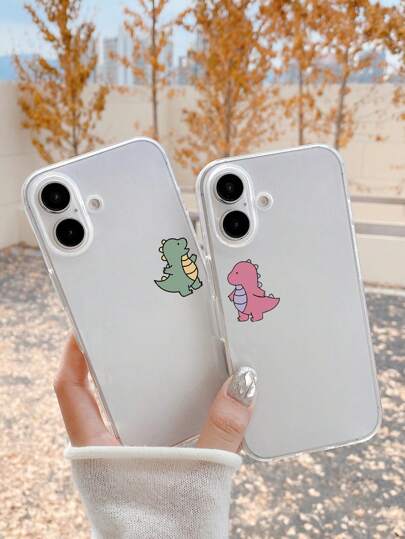 2 st. transparent mobilskal med dinosaurietryck, kompatibelt med och Galaxy, lämpligt som födelsedagspresent, flickvän/pojkvän eller personligt bruk