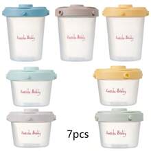 7 piezas/4 piezas/3 piezas Recipientes para almacenamiento de alimentos para bebé, 120ml y 240ml, aptos para microondas y congelador, recipientes de comida reutilizables y herméticos, convenientes para transportar y con diseño apilable que ahorra espacio