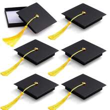 1pc Graduation Cap Gift Box,Graduation Gift Box DIY Grad Cap BoxGraduation Jewelry Box With Yellow Tassel For Congrats Graduation Party Graduation Party Favors Decor Party Supplies