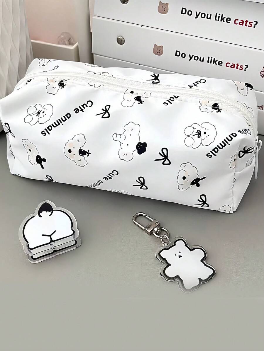 1 hộp đựng bút chì họa tiết voi nơ dễ thương, hộp đựng đồ trang điểm - Nhiều màu - Xem 1