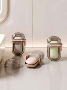 2件套便携式旅行皂碟和牙刷架套装 - 塑料材质，椭圆形，露营、健身、浴室必备配件