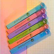 Kit With 6 Pastel Color Cat Paw Highlighters (MONET COLORS) / Cute Stationery - Multicolor - View 5